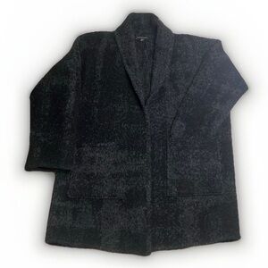 Eileen Fisher Dark Gray Alpaca Wool Nylon Oversized Open Jacket sz XXS/XS